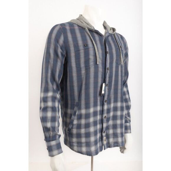 Johnnie-O Mens Albert Shirt Top Overshirt Size M Blue Plaid Hooded Malibu NWT - Picture 2 of 6